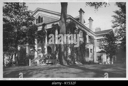 Wilcox Residenz, wo die Vereinigten Staaten Präsident Theodore Roosevelt Amt übernahm, Buffalo, New York, 1910. Von der New York Public Library. Stockfoto