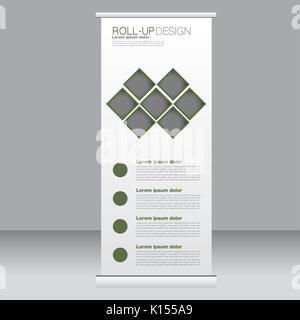 Roll Up Banner stand Vorlage. Zusammenfassung Hintergrund für Design, Wirtschaft, Bildung, Werbung. Grüne Farbe. Vector Illustration. Stock Vektor