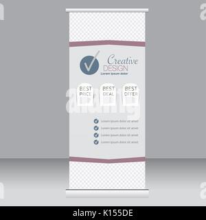 Roll Up Banner stand Vorlage. Zusammenfassung Hintergrund für Design, Wirtschaft, Bildung, Werbung. Vector Illustration. Stock Vektor