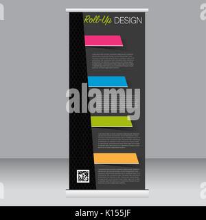 Roll Up Banner stand Vorlage. Zusammenfassung Hintergrund für Design, Wirtschaft, Bildung, Werbung. Vector Illustration. Stock Vektor
