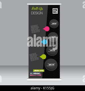Roll Up Banner stand Vorlage. Zusammenfassung Hintergrund für Design, Wirtschaft, Bildung, Werbung. Vector Illustration. Stock Vektor