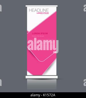 Roll Up Banner stand Vorlage. Abstrakte banner Hintergrund für Design, Wirtschaft, Bildung, Werbung. Rosa Farbe. Vector Illustration. Stock Vektor
