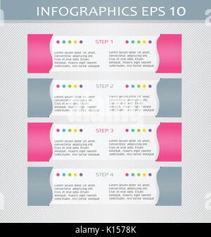 Moderne Infografik Rosa und Grau design Vorlage mit Schatten Vector Illustration Stock Vektor