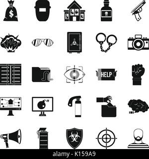 Hacker Icons Set, einfachen Stil Stock Vektor