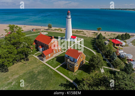 Das Fort Gratiot Leuchtturm in Port Huron Michigan Luftaufnahme stationiert Stockfoto