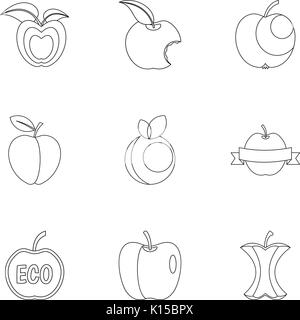 Apple Logo Icon Set, outline Style Stock Vektor