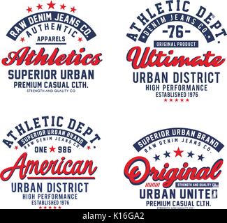 Set athletischer Sport T shirt Graphic Stock Vektor