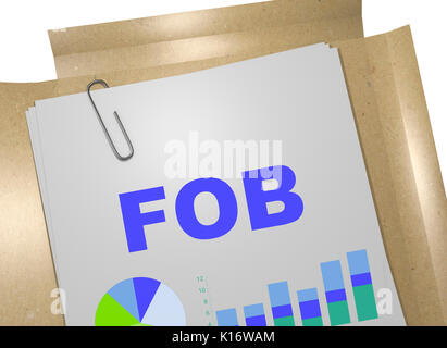 3D-Darstellung der "FOB" Titel auf Business Document Stockfoto