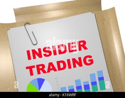 3D-Darstellung der "INSIDER TRADING" Titel auf Business Document Stockfoto