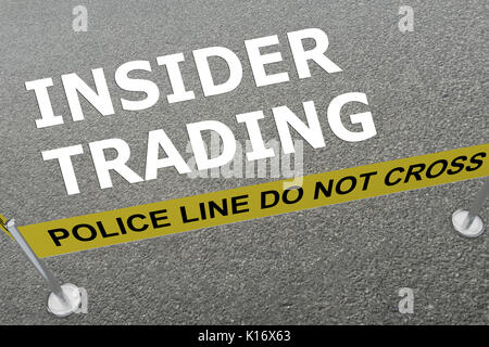 3D-Darstellung der "INSIDER TRADING" Titel auf dem Boden in einem Polizei Arena Stockfoto