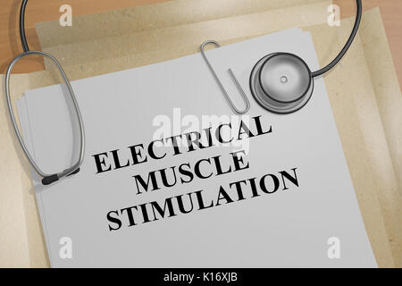 3D-Darstellung der "elektrische Muskelstimulation" Titel auf ein medizinisches Dokument Stockfoto