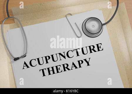 3D-Darstellung der 'Akupunktur Therapie" Titel auf ein Dokument. Stockfoto