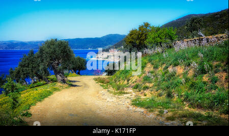 Erkunden Sie die Natur der Heilige Berg Athos in Griechenland Stockfoto