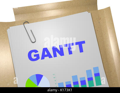 3D-Darstellung der "Gantt-diagramm" Titel auf Business Document Stockfoto