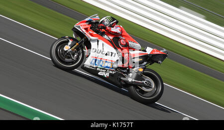 Ducati Jorge Lorenzo während einer Übung vor dem Britischen Grand Prix in Silverstone, Towcester. Stockfoto