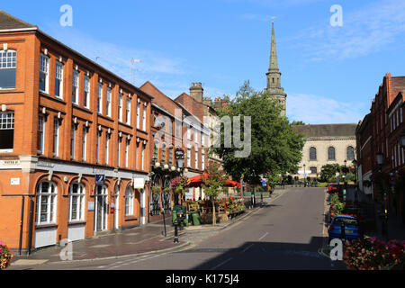 Ein Blick entlang Ludgate Hill, Birmingham City Centre. Die Straße führt von St. Paul's Square und Kirche und in das Jewellery Quarter Historic Area. Stockfoto