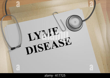 3D-Darstellung der "Lyme-borreliose" Titel auf medizinische Dokumente. Medizinisches Konzept. Stockfoto