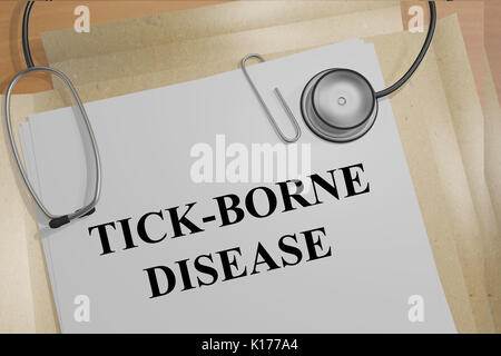 3D-Darstellung der 'Tick-borne Krankheit" Titel auf medizinische Dokumente. Medizinisches Konzept. Stockfoto