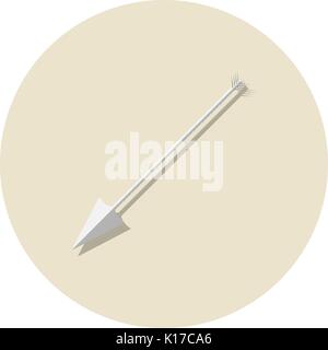 Pfeil Flachbild-Symbol. Kreis internet Taste auf beigem Hintergrund. Stock Vektor