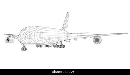 Flugzeug in wire-frame Stil Stock Vektor