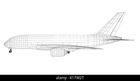 Flugzeug in wire-frame Stil Stock Vektor