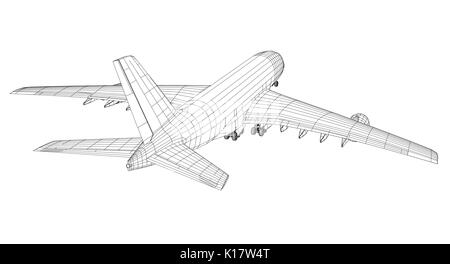 Flugzeug in wire-frame Stil Stock Vektor