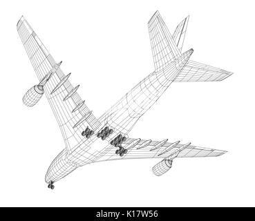 Flugzeug in wire-frame Stil Stock Vektor