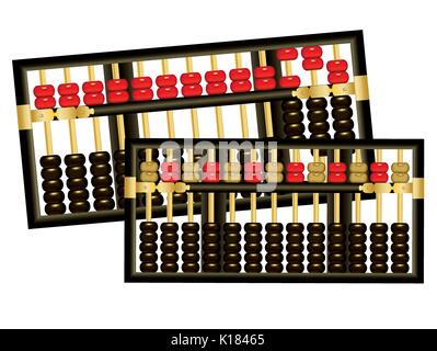 Abacus mit rot, schwarz und gold Beads isoliert Stock Vektor