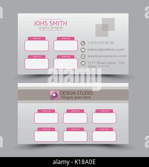 Business Card design Vorlage für Unternehmen Corporate Stil. rosa Farbe. Vector Illustration. Stock Vektor