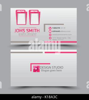 Business Card design Vorlage für Unternehmen Corporate Stil. rosa Farbe. Vector Illustration. Stock Vektor