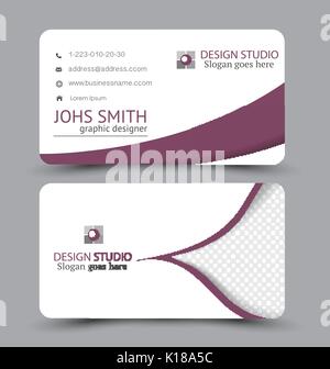 Business Card design Vorlage für Unternehmen Corporate Stil. lila Farbe. Vector Illustration. Stock Vektor