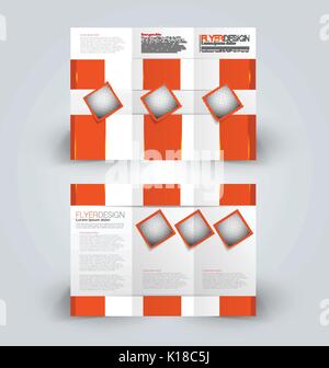 Für Broschüren, dreifach gefaltet Design Template für Business, Bildung, Werbung. Etui Broschüre editierbare druckbare Vector Illustration. die Farbe orange. Stock Vektor