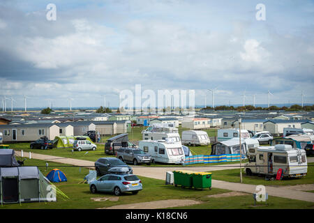 Campingplatz am Camber Sands, East Sussex, Großbritannien Stockfoto