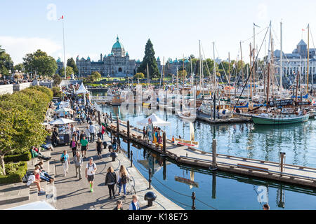 Der innere Hafen von Victoria, der Hauptstadt von British Columbia, BC, Vancouver Island, Kanada, Nordamerika Stockfoto