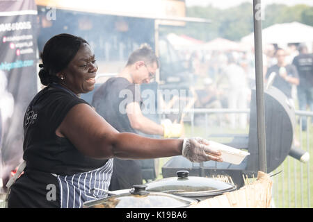 London, UK, 26. August 2017 BBQ am Feinschmecker Festival abgewürgt. © Laura De Meo/Alamy leben Nachrichten Stockfoto