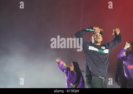 Major Lazer live auf der Hauptbühne am 2. Tag der 2017 Reading Festival. Foto Datum: Samstag, 26 August, 2017. Photo Credit: Roger Garfield/Alamy Stockfoto