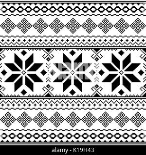 Traditionelle schwarze Stickmuster aus der Ukraine oder Weißrussland - Vyshyvanka Stock Vektor