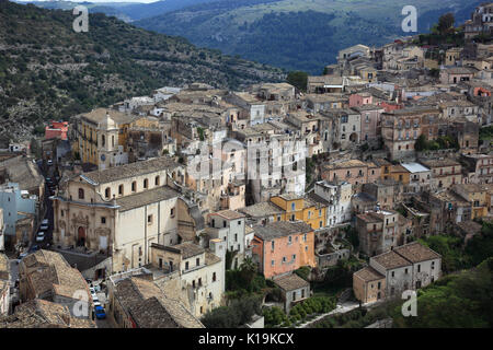 Sizilien, Stadt Ragusa, Kirche Der purgatorio und die Häuser des späten Barock Bezirk Ragusa Ibla, Unesco Stockfoto