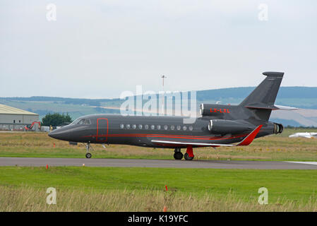 Französische Flugzeuge des Typs Dassault 3 wurden am Flughafen Invernees in den schottischen Highlands gebaut. Stockfoto