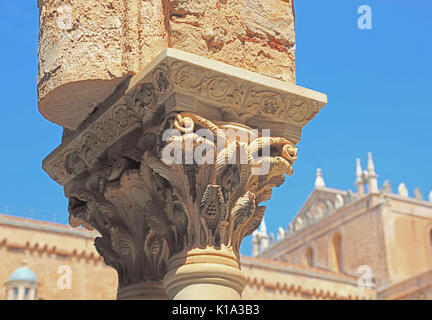 Sizilien, stadt von Monreale, die Kathedrale Santa Maria Nuova, Details im Kreuzgang der Abtei, Unesco Stockfoto