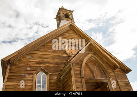 Vor Holz- Methodistische Kirche in Bodie State Historic Park, CA, Stockfoto