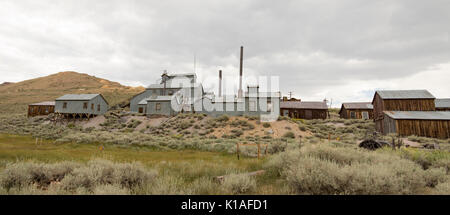 Panorama von Gold Briefmarke Mühle in Bodie State Historic Park, Stockfoto