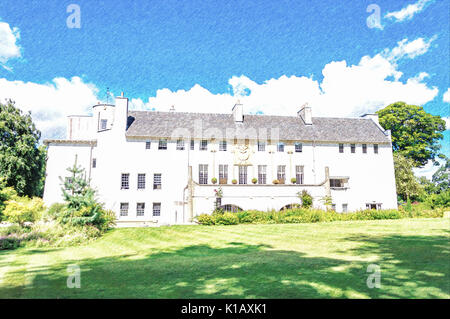 Bleistift Skizze des Hauses für ein Kunstliebhaber, von dem Architekten Charles Rennie Mackintosh 1901 in Glasgow, Schottland Stockfoto