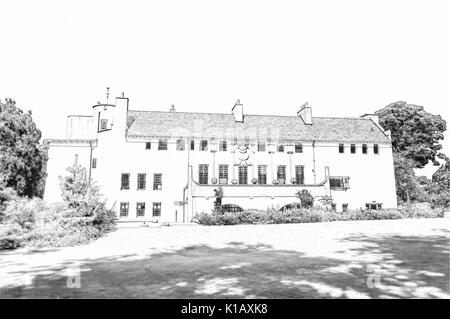 Bleistift Skizze des Hauses für ein Kunstliebhaber, von dem Architekten Charles Rennie Mackintosh 1901 in Glasgow, Schottland Stockfoto