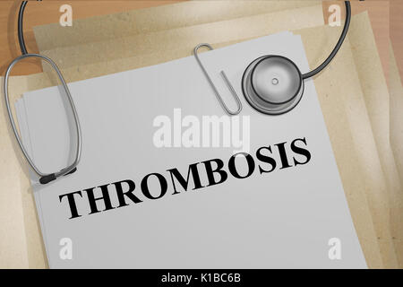 3D-Darstellung der "thrombose" Titel auf medizinische Dokumente. Medicial Konzept. Stockfoto