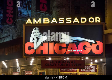 Chicago, der Broadway Musical in einem langen Lauf im Ambassador Theatre in New York City Stockfoto