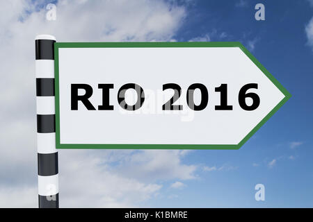 Render Abbildung: Rio Titel 2016 auf Schild Stockfoto