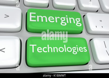 Render Abbildung: Computer Tastatur mit dem Drucken Neue Technologien auf zwei angrenzende grüne Tasten Stockfoto