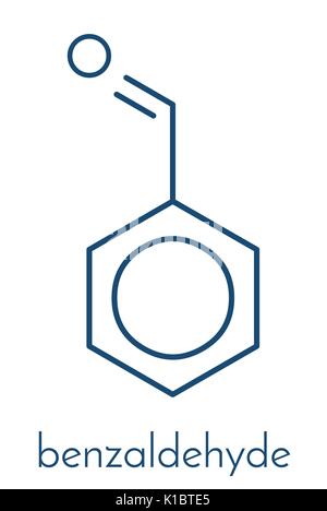 Benzaldehyd bittere Mandel geruch Molekül. Skelettmuskulatur Formel. Stock Vektor