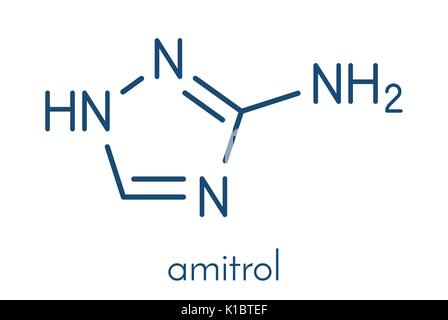 Amitrol (3-Amino-1,2,4-Triazol, 3-AT) Herbizid Molekül. Skelettmuskulatur Formel. Stock Vektor